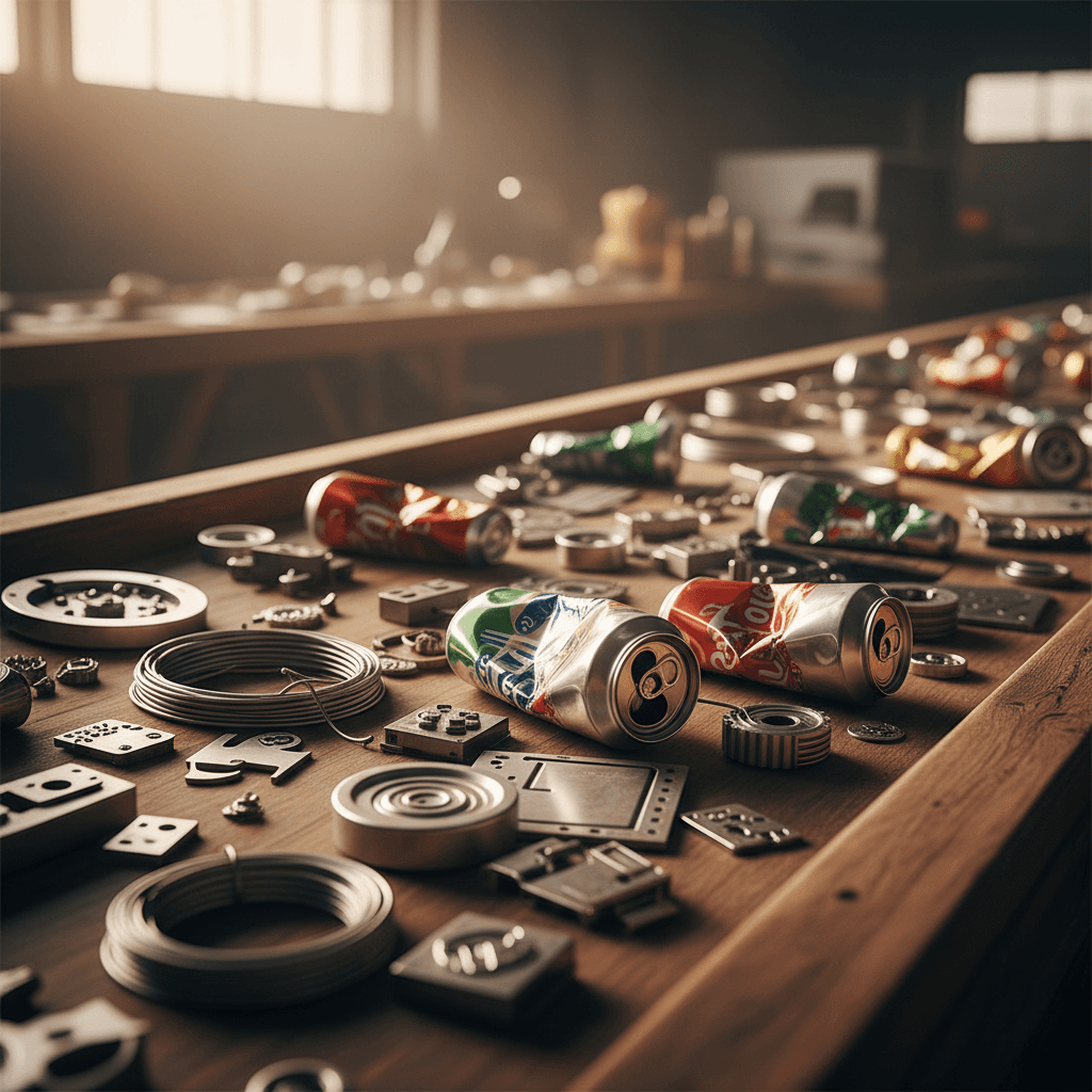 Sorted metals and aluminum ready for processing