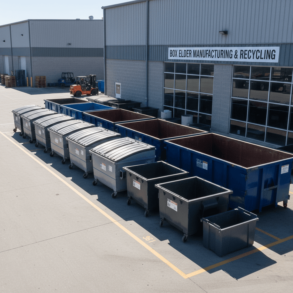 Industrial collection containers at manufacturing facility