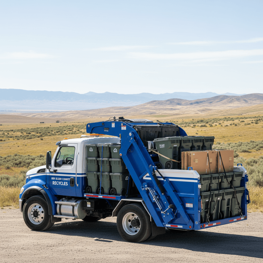 Recycling collection vehicle loaded and ready for service