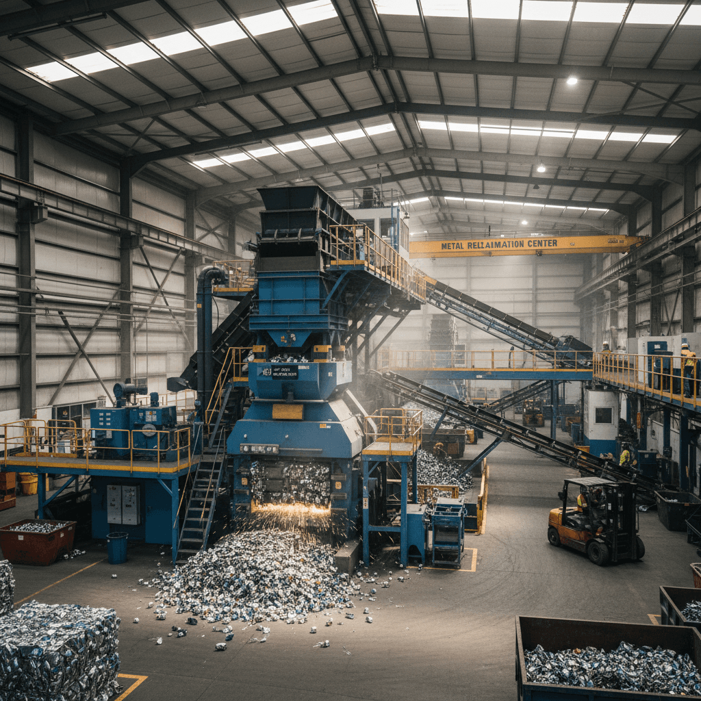 Industrial metal recycling and compacting at Jolley Recycling facility