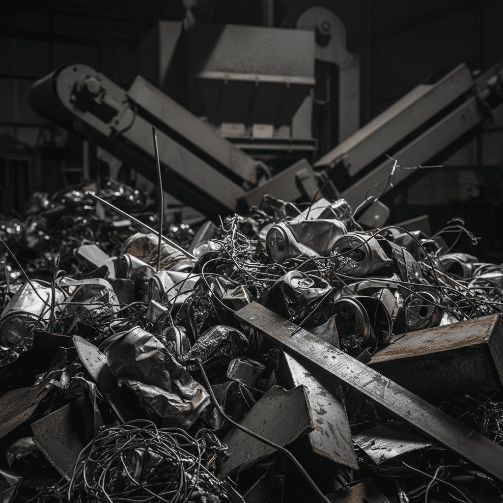 Processed metal recyclables ready for transport